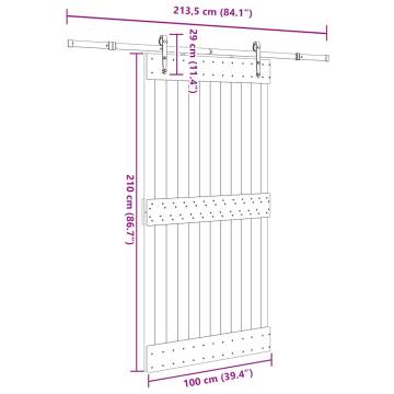 Solid Pine Sliding Door 100x210 cm with Hardware Set | HipoMarket