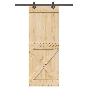 Solid Wood Pine Sliding Door with Hardware Set - 85x210 cm