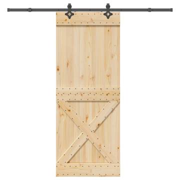 Solid Wood Pine Sliding Door with Hardware Set – 90x210 cm