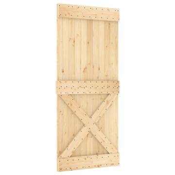 Solid Wood Pine Sliding Door with Hardware Set – 90x210 cm