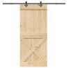 Sliding Door with Hardware Set - Solid Pine Wood 100x210 cm