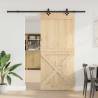 Sliding Door with Hardware Set - Solid Pine Wood 100x210 cm