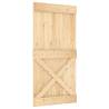 Sliding Door with Hardware Set - Solid Pine Wood 100x210 cm