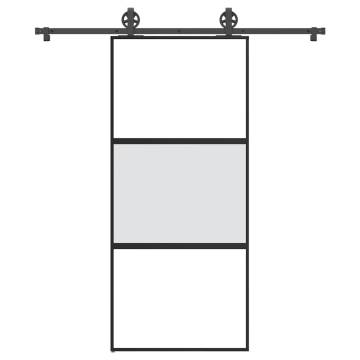 Sliding Door with Hardware Set - 90x205 cm Tempered Glass