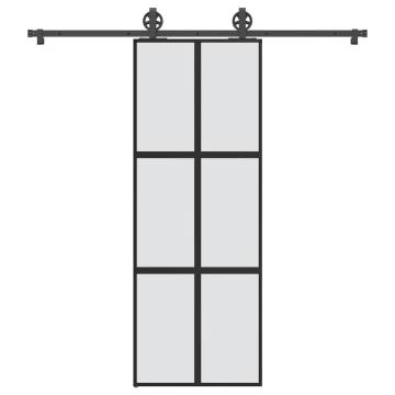 Modern Sliding Door with Hardware Set - 76x205 cm Tempered Glass