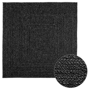 Rug ZIZUR Anthracite 120x120 cm - Jute Look for Indoor & Outdoor