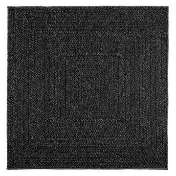 Rug ZIZUR Anthracite 120x120 cm - Jute Look for Indoor & Outdoor