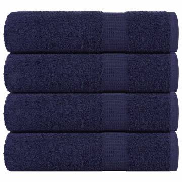 Shower Towels Set - 4 Navy Blue 100% Cotton Towels | HipoMarket