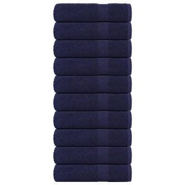 10 Pcs Navy Blue Bath Towels - 100% Cotton, Soft & Absorbent