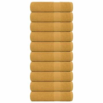 10 pcs Gold Bath Towels - 100% Cotton, 360 gsm | Hipomarket