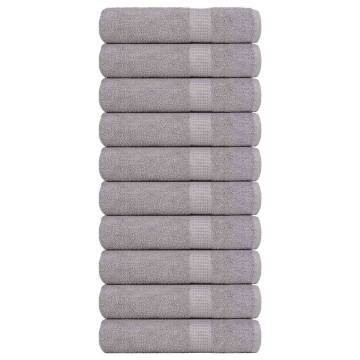 10 pcs Grey Shower Towels - 100% Cotton, 70x140 cm