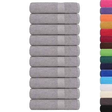 10 pcs Grey Shower Towels - 100% Cotton, 70x140 cm