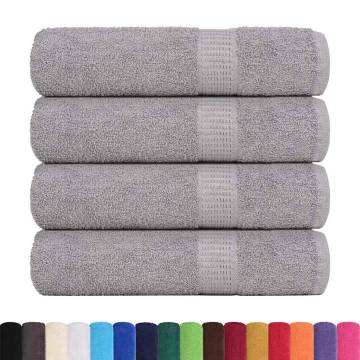 4 Pack Grey Bath Towels | 100% Cotton, 100x150 cm - Hipomarket