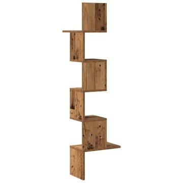 Wall Corner Shelf - Old Wood 32x32x127.5 cm | Hipomarket UK