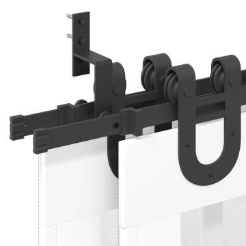 Sliding Door Hardware Kit 200 cm Steel Black - Durable & Easy Install