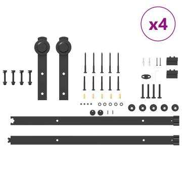 Sliding Door Hardware Kit 152.5 cm Steel Black | HipoMarket UK