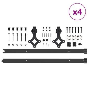 Sliding Door Hardware Kit 152.5 cm Steel Black | HipoMarket