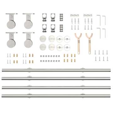 Sliding Door Hardware Kit 200 cm - Stainless Steel Silver