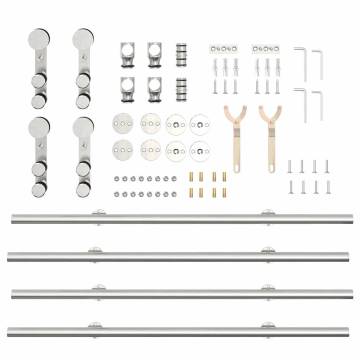 Sliding Door Hardware Kit 200 cm Stainless Steel Silver