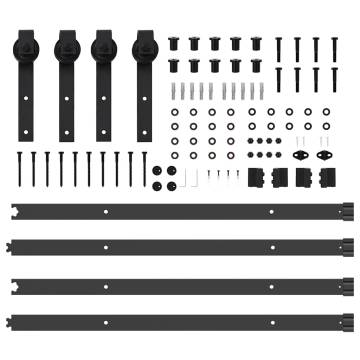 Sliding Door Hardware Kit 213.5 cm Steel Black | Hipomarket