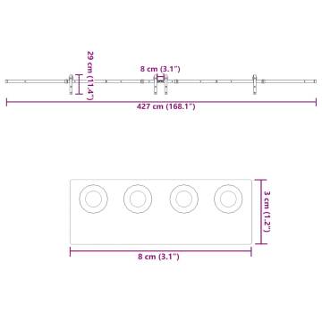 Sliding Door Hardware Kit 213.5 cm Steel Black | Hipomarket