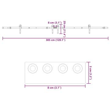 Sliding Door Hardware Kit - 152.5 cm Steel Black | HipoMarket