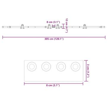 Sliding Door Hardware Kit - 152.5 cm Steel Black | HipoMarket