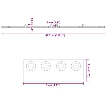 Sliding Door Hardware Kit 213cm - Durable Steel Black