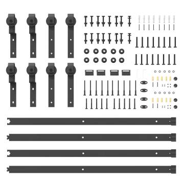 Sliding Door Hardware Kit 183 cm Steel Black - Durable & Reliable