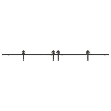 Sliding Door Hardware Kit 183 cm Steel Black - Hipo Market