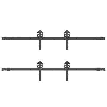 Sliding Door Hardware Kit 183 cm Steel Black - Hipo Market