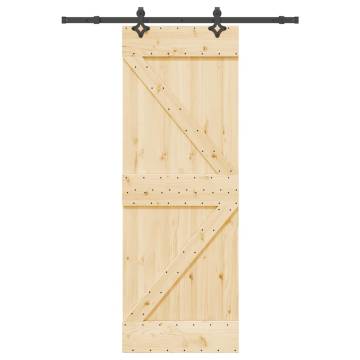 Sliding Door with Hardware Set | Solid Pine Wood 70x210 cm