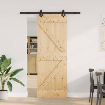 Sliding Door with Hardware Set | Solid Pine Wood 70x210 cm