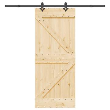 Sliding Door with Hardware Set 85x210 cm Solid Pine Wood