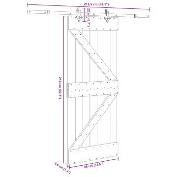 Sliding Door with Hardware Set 85x210 cm Solid Pine Wood