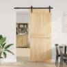 Sliding Door with Hardware Set - 85x210 cm Solid Pine Wood