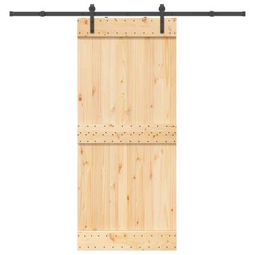 Sliding Door with Hardware Set 90x210 cm Solid Wood Pine