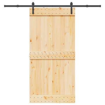 Sliding Door with Hardware Set - Solid Pine 100x210 cm