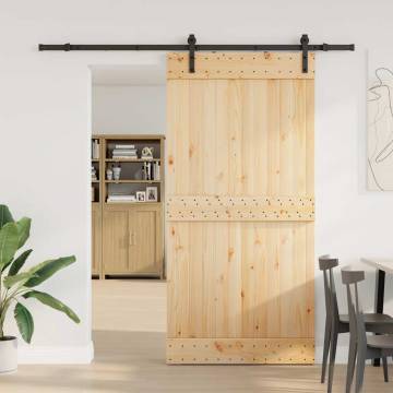 Sliding Door with Hardware Set - Solid Pine 100x210 cm