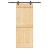 Sliding Door with Hardware Set - Solid Wood Pine 80x210 cm