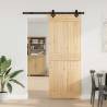 Sliding Door with Hardware Set - Solid Wood Pine 80x210 cm