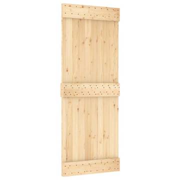 Sliding Door with Hardware Set - Solid Wood Pine 80x210 cm