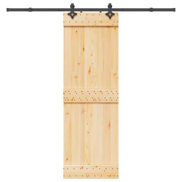 Sliding Door with Hardware Set - Solid Wood Pine 70x210 cm