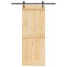 Sliding Door with Hardware Set - Solid Pine Wood, 80x210 cm