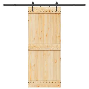 Sliding Door with Hardware Set 85x210 cm Solid Wood Pine