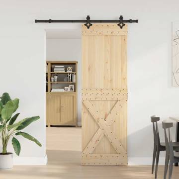 Solid Wood Pine Sliding Door with Hardware Set | 70x210 cm