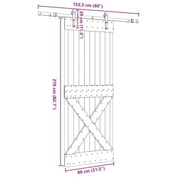 Pine Sliding Door with Hardware Set 80x210 cm - Hipomarket