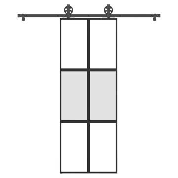 Modern Sliding Door with Hardware Set - Tempered Glass & Aluminum