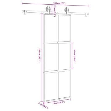 Modern Sliding Door with Hardware Set - Tempered Glass & Aluminum