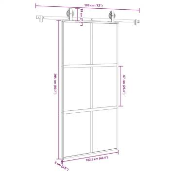 Modern Sliding Door with Hardware Set - 102.5x205 cm Glass